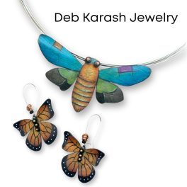 Deb Karash Jewelry Cicade necklace and monarch earrings